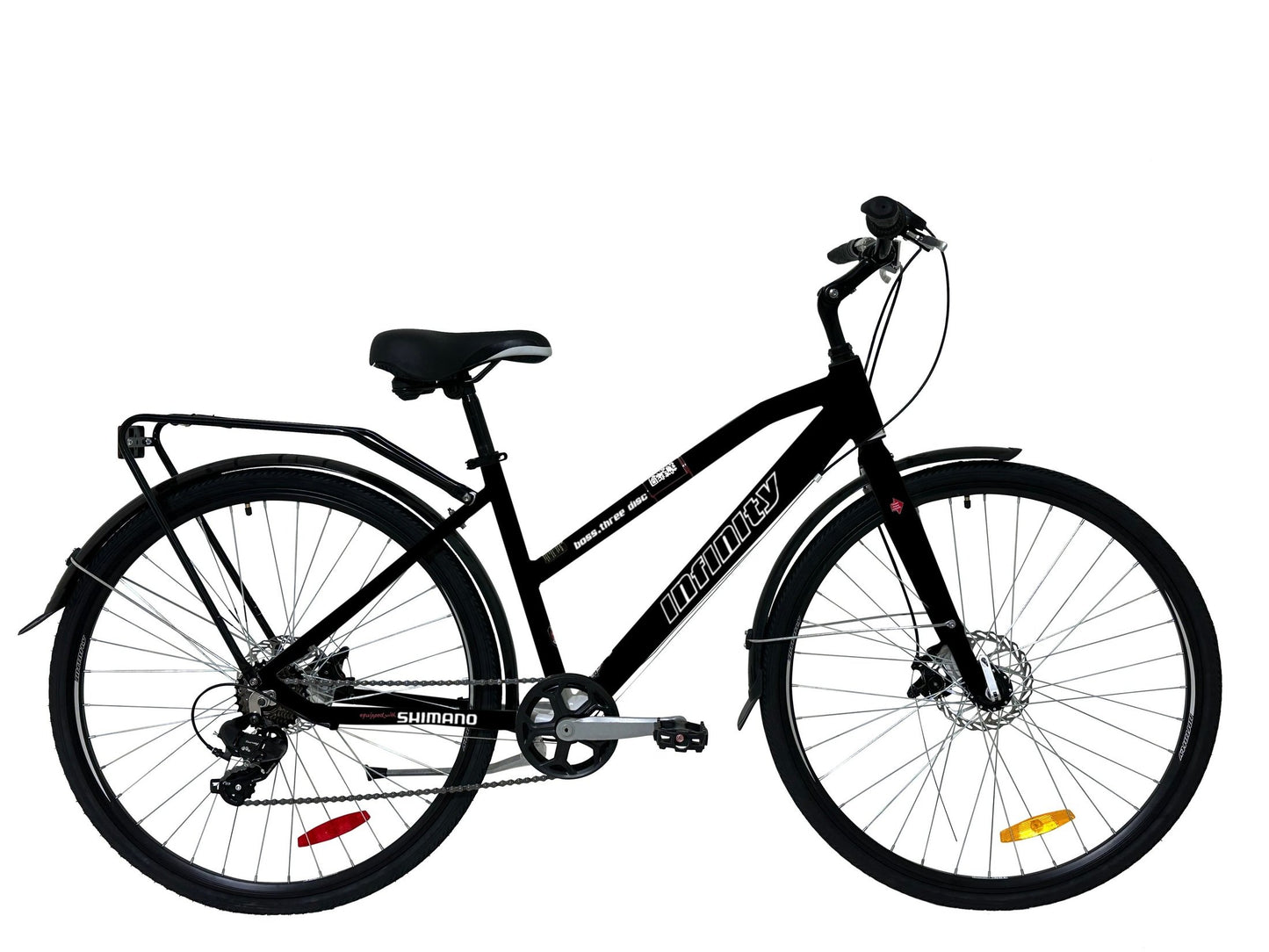 2025 Infinity Step Thru Unisex BOSS.three 7-Speed Dual Disc 700c Comfort Hybrid