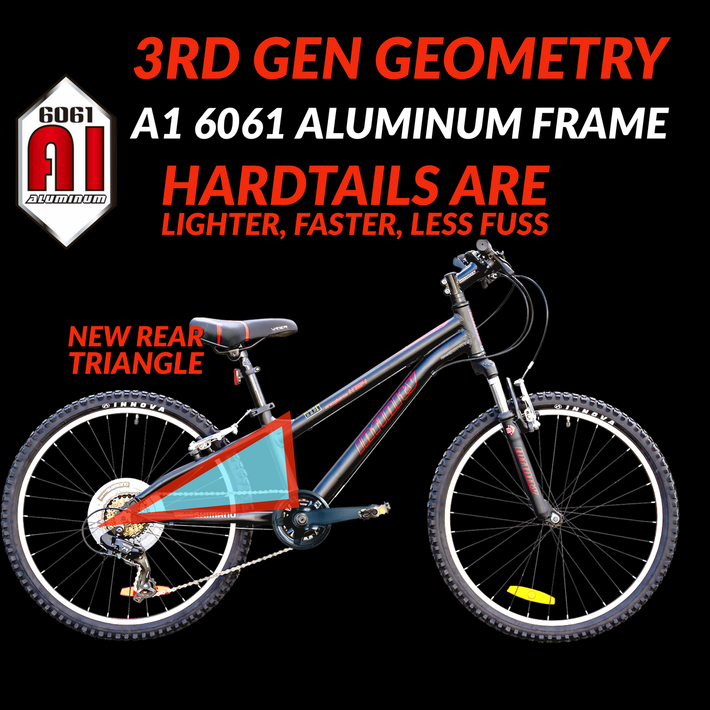 2025 Infinity Crazyhorse MTB HT24 Incline Unisex  21-Spd Shimano With Mode Front Suspension