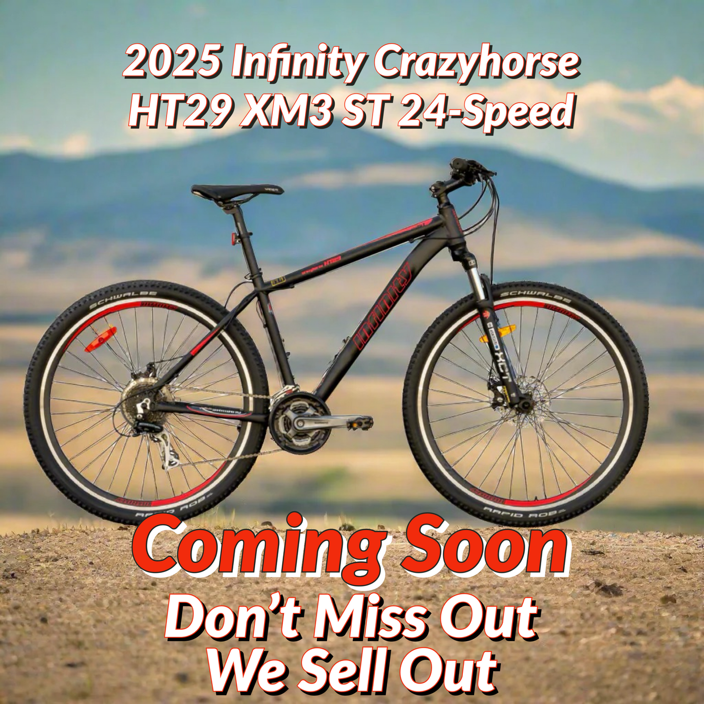 2025 Infinity Crazyhorse HT29 XM5 ST SHIMANO Acera 24-Speed with SUNTOUR Front Suspension